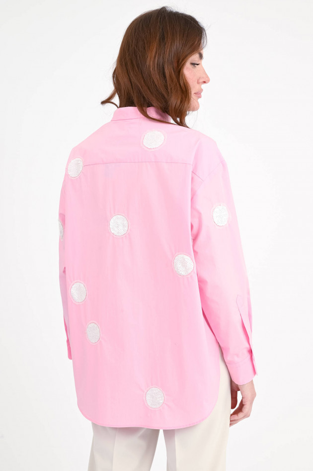 Odeeh Bluse mit Kreisen aus Pailletten in Pink/Creme