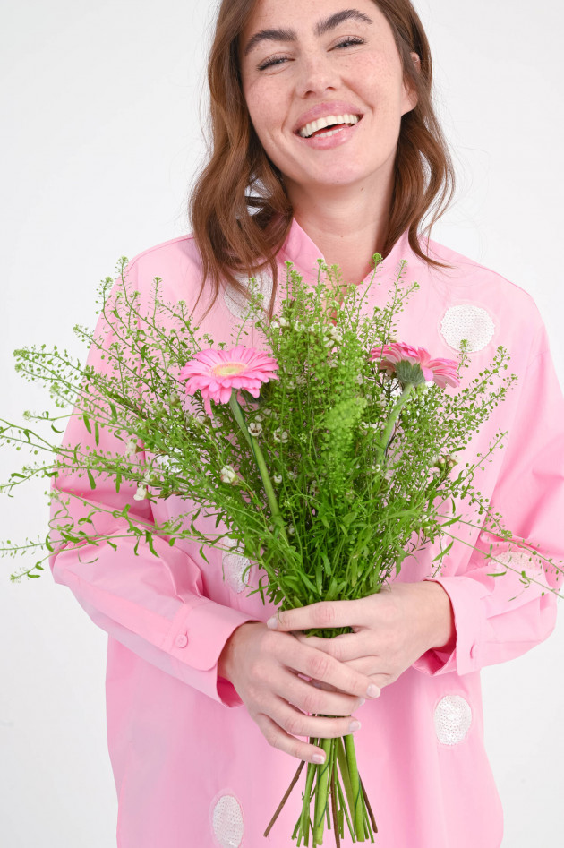 Odeeh Bluse mit Kreisen aus Pailletten in Pink/Creme