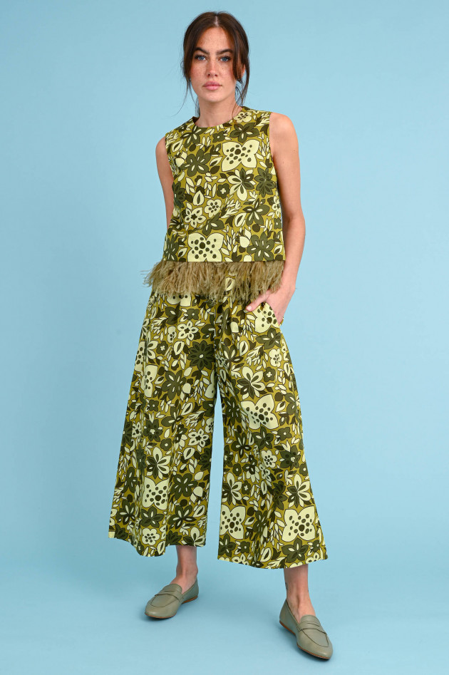 Odeeh Florale Culotte in Khaki Grün