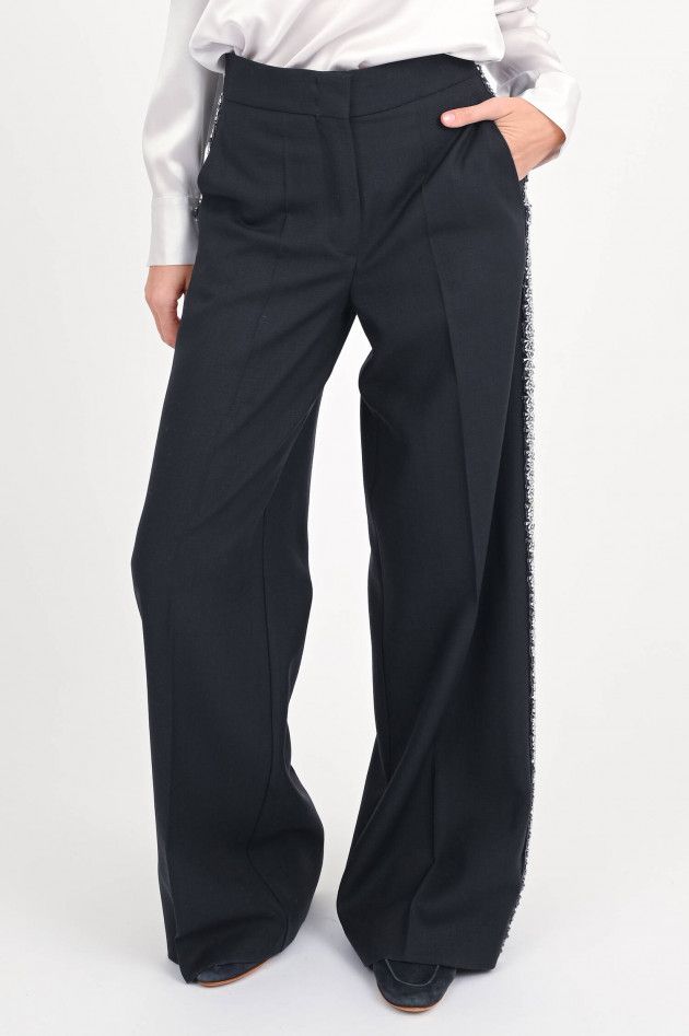 Odeeh Hose aus Wolle mit Glitzersteinen in Navy