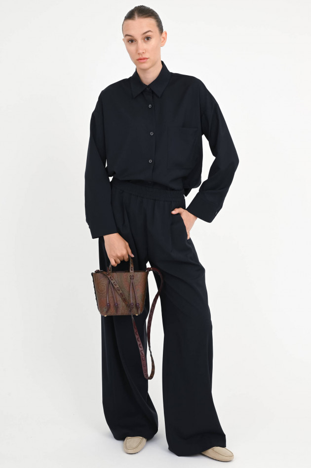 Odeeh Wide-Leg Hose aus Schurwolle in Navy