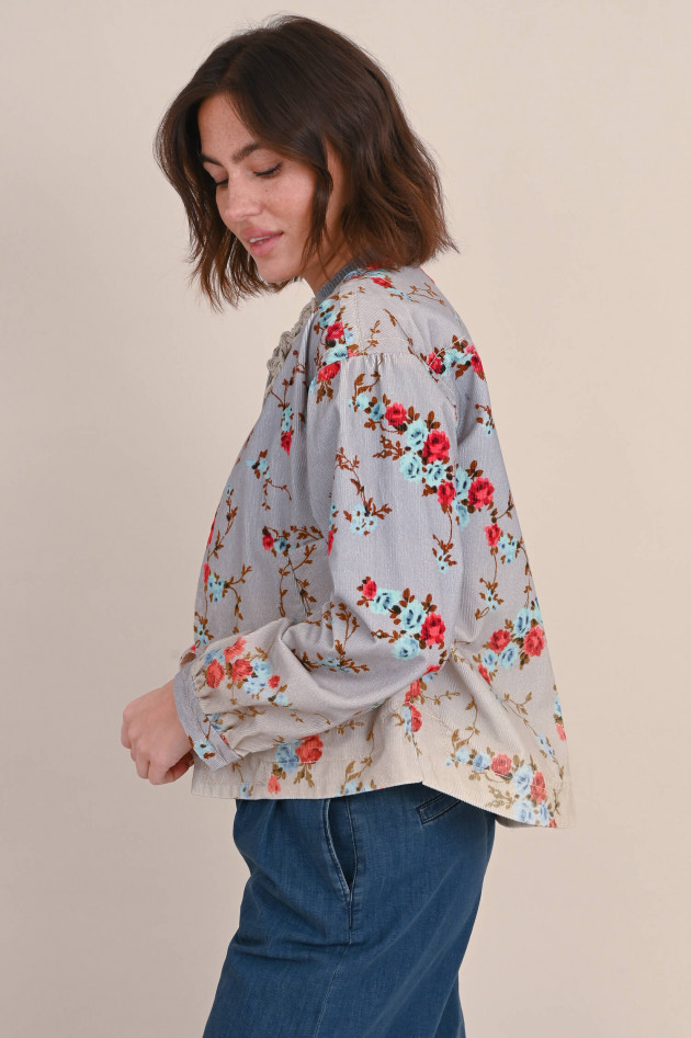 Odeeh Cordjacke mit Blumen-Print in Grau