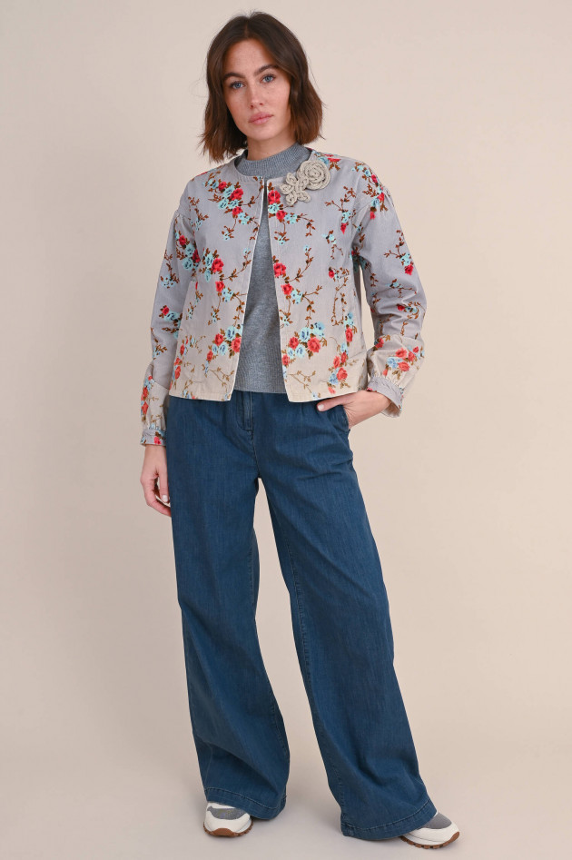 Odeeh Cordjacke mit Blumen-Print in Grau