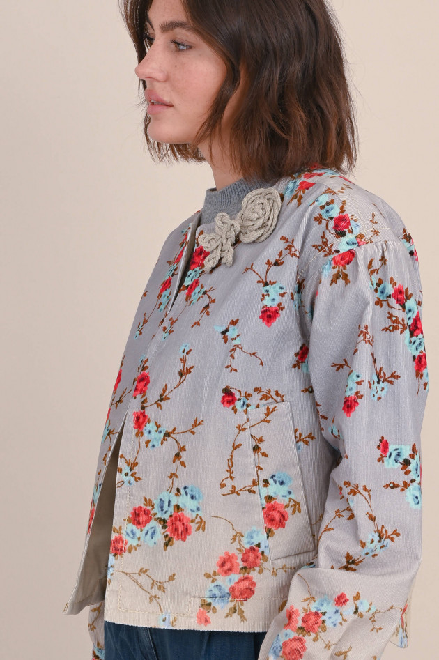 Odeeh Cordjacke mit Blumen-Print in Grau