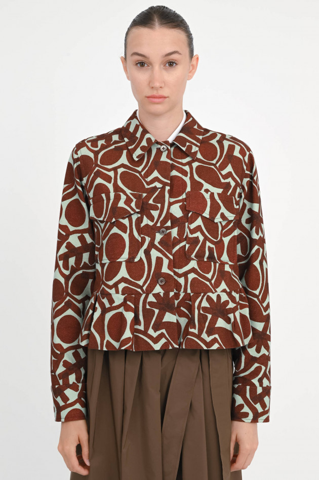 Odeeh Jacke mit abstraktem Print in Aubergine/Türkis