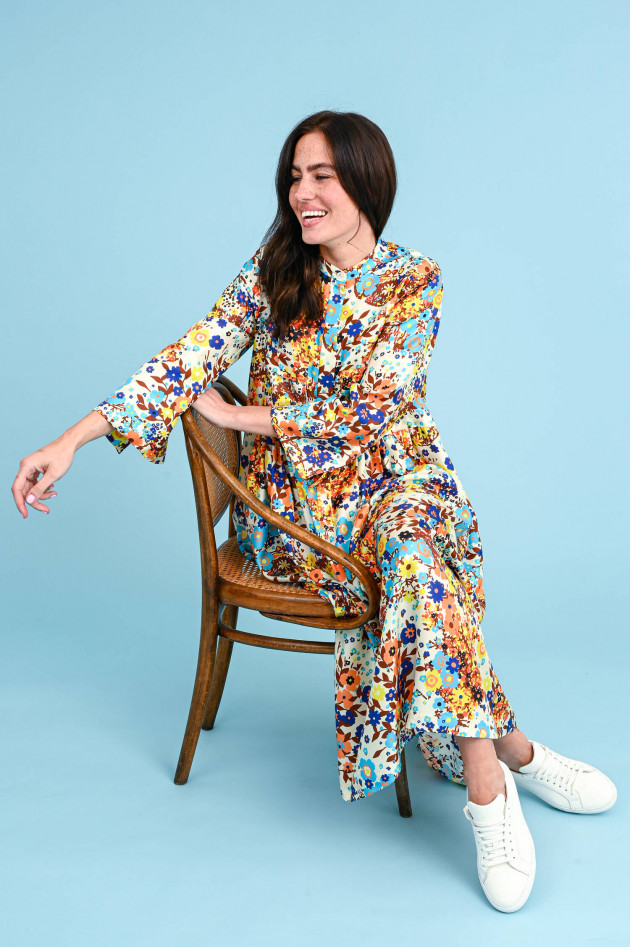 Odeeh Midi-Blusenkleid aus Seide in Multicolor