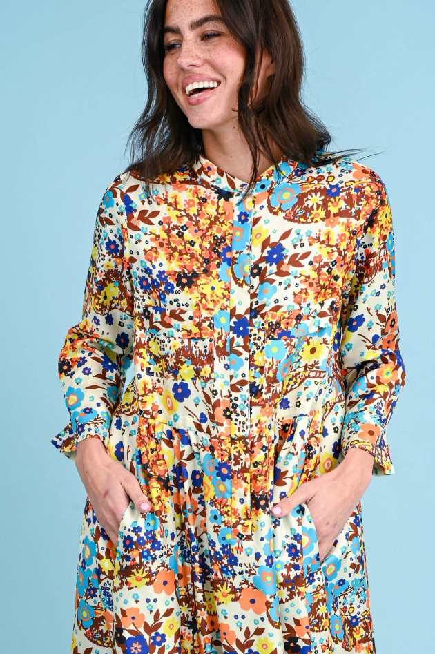 Odeeh Midi-Blusenkleid aus Seide in Multicolor