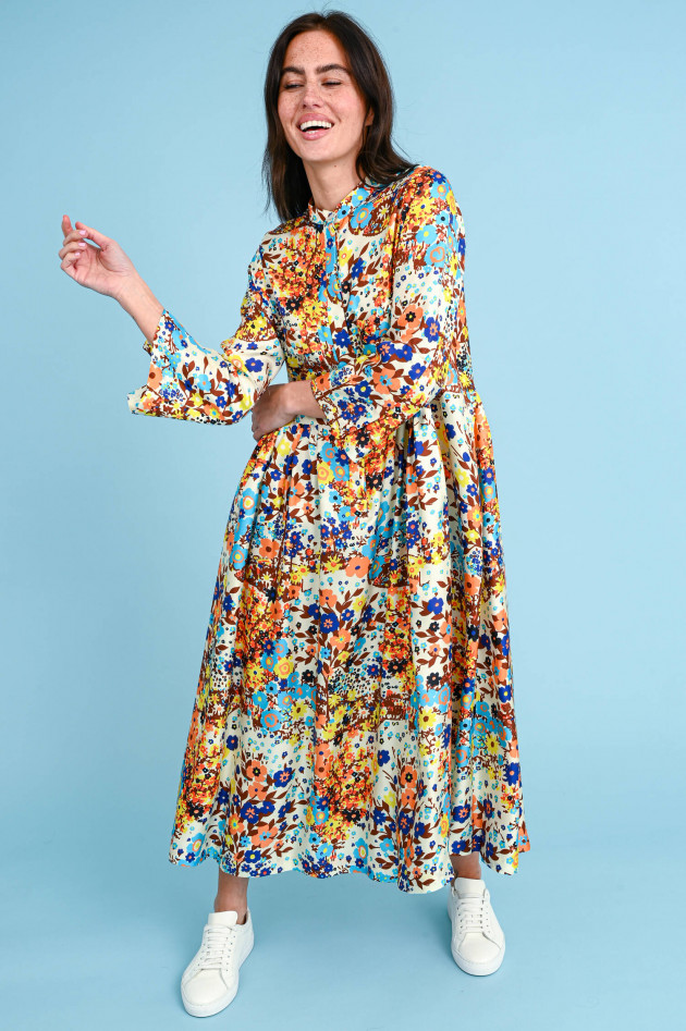 Odeeh Midi-Blusenkleid aus Seide in Multicolor