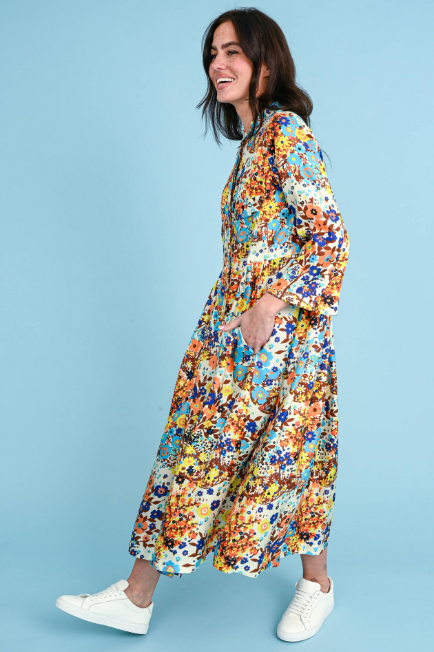 Odeeh Midi-Blusenkleid aus Seide in Multicolor
