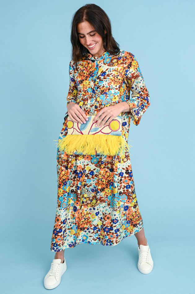 Odeeh Midi-Blusenkleid aus Seide in Multicolor