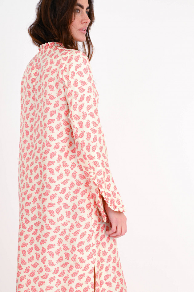 Odeeh Viskose Kleid mit All-Over-Print in Creme/Rosé