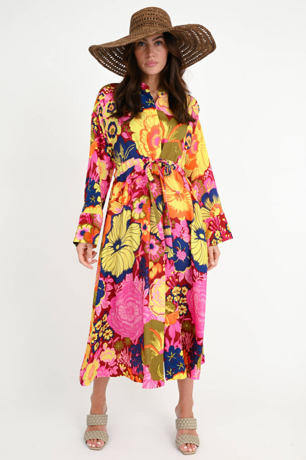 Odeeh Midi-Kleid aus Seide in Multicolor