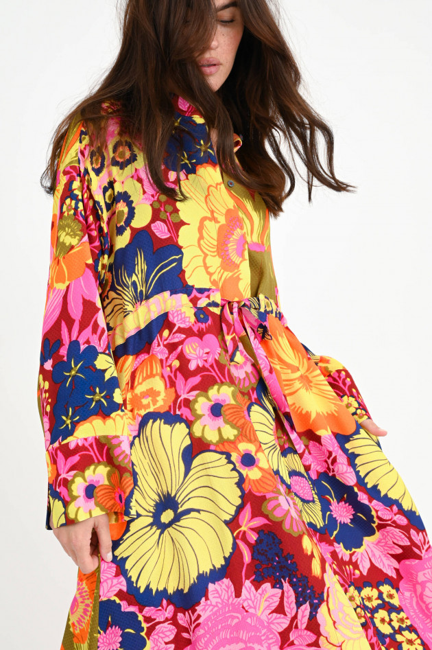 Odeeh Midi-Kleid aus Seide in Multicolor