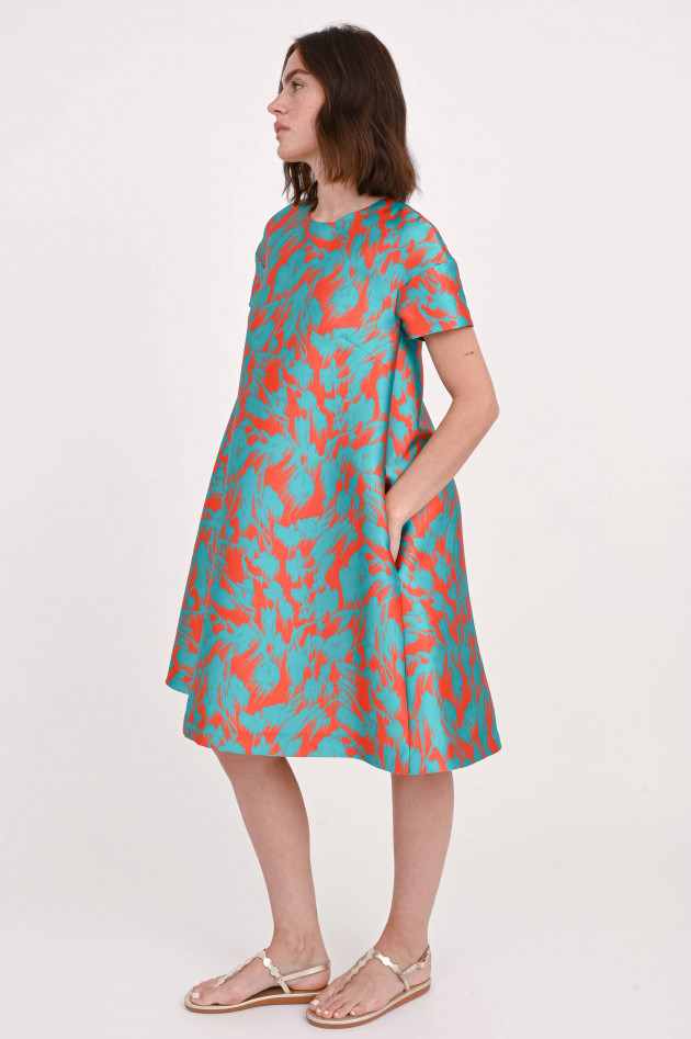 Odeeh Kleid mit All-Over-Print in Orange/Türkis
