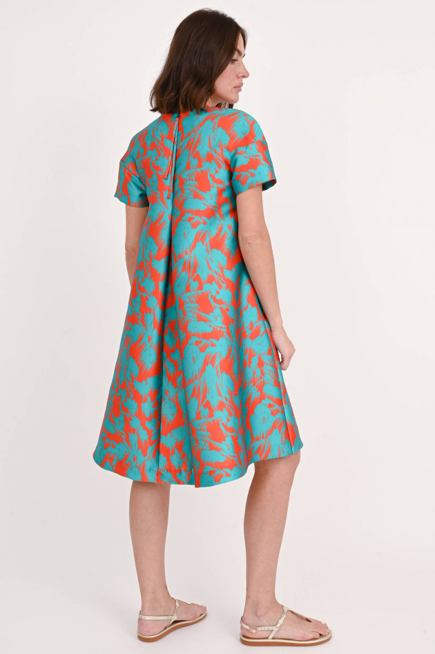 Odeeh Kleid mit All-Over-Print in Orange/Türkis