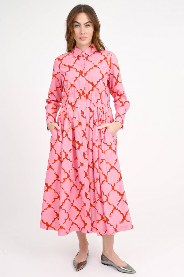Odeeh Gemustertes Midi-Kleid in Pink/Rot