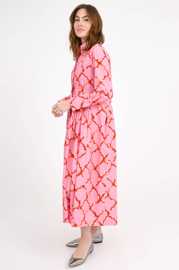 Odeeh Gemustertes Midi-Kleid in Pink/Rot