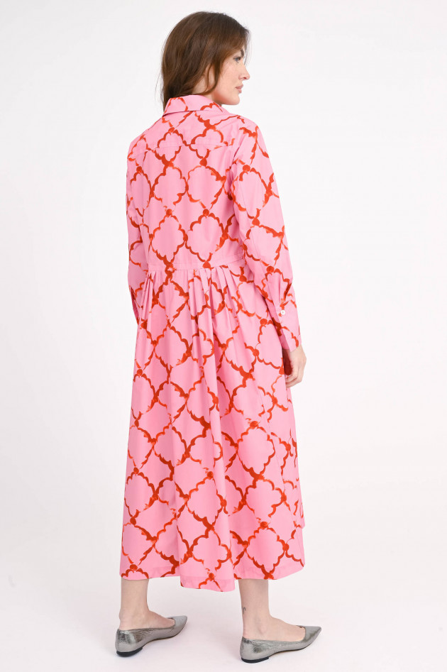 Odeeh Gemustertes Midi-Kleid in Pink/Rot