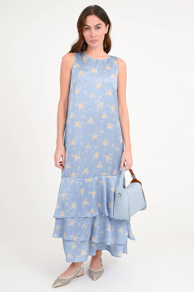 Odeeh Florales Maxikleid mit Volants in Nordic Blue