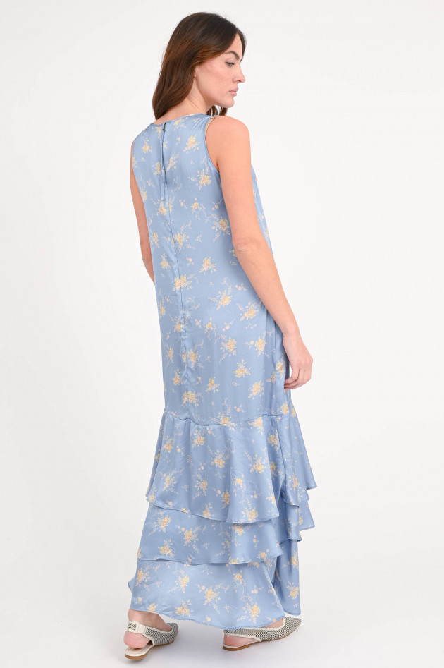 Odeeh Florales Maxikleid mit Volants in Nordic Blue