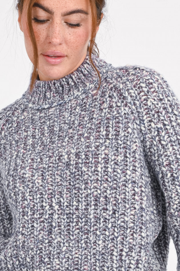 Odeeh Strickpullover aus Woll-Mix in Viollet meliert