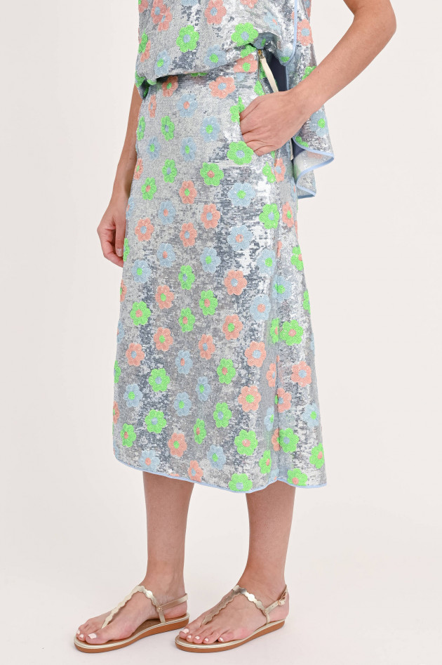 Odeeh Rock mit All-Over-Pailletten in Silber/Multicolor