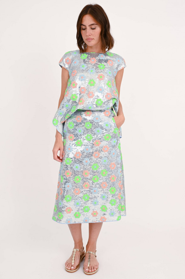 Odeeh Rock mit All-Over-Pailletten in Silber/Multicolor
