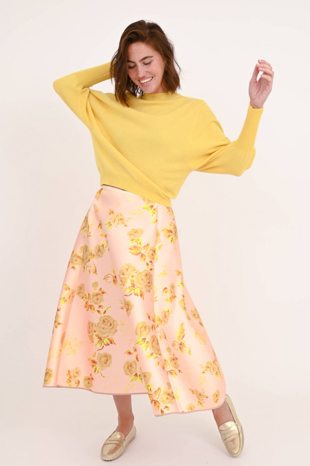 Odeeh Midi Rock mit Blumen Print in Rosa