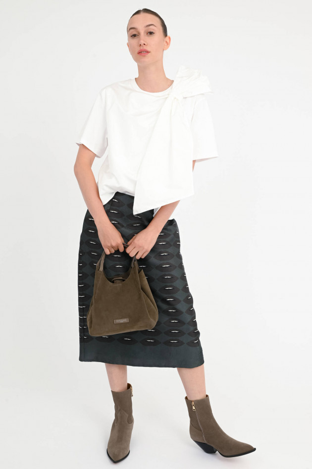 Odeeh Midi-Rock mit Lips-Print in Aubergine/Shadow