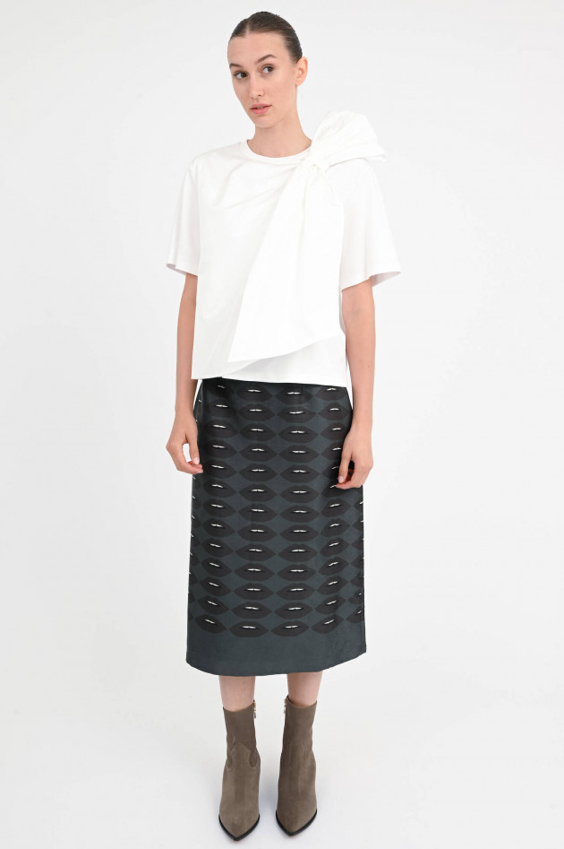 Odeeh Midi-Rock mit Lips-Print in Aubergine/Shadow