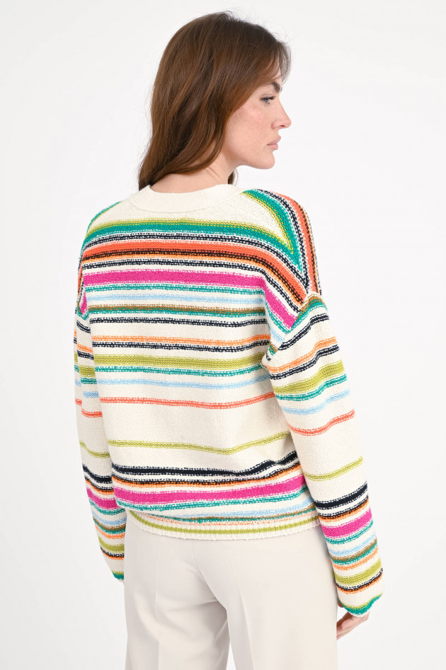 Odeeh Strickjacke mit Streifen in Creme/Multicolor