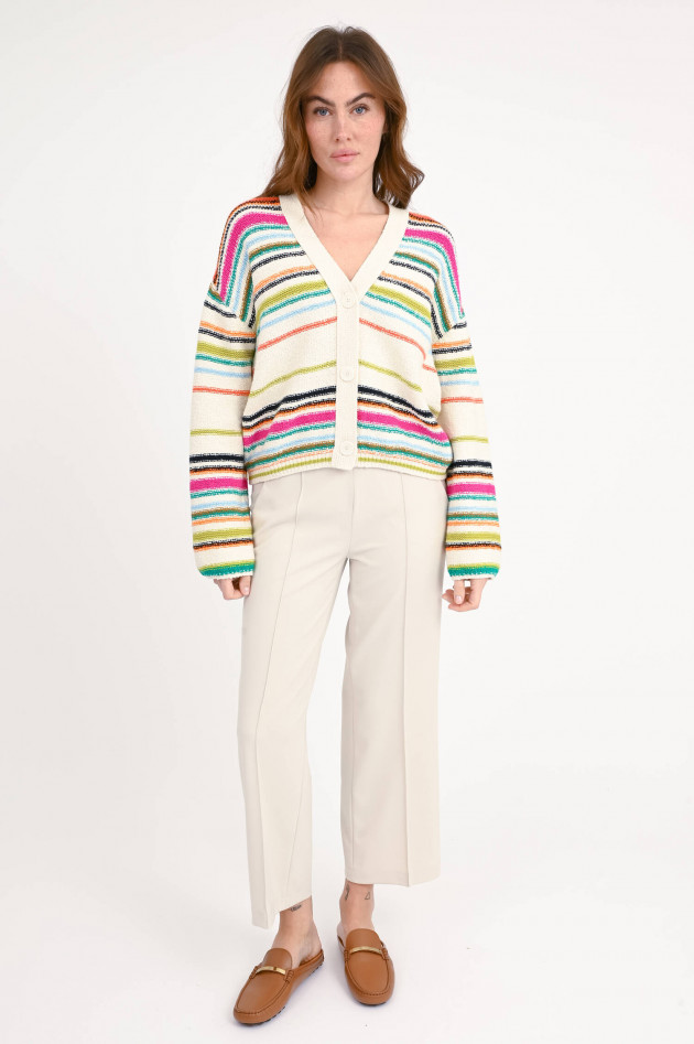 Odeeh Strickjacke mit Streifen in Creme/Multicolor