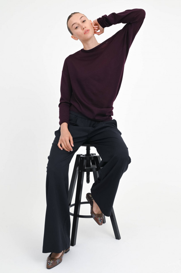 Odeeh Strickshirt mit Raffungen in Aubergine