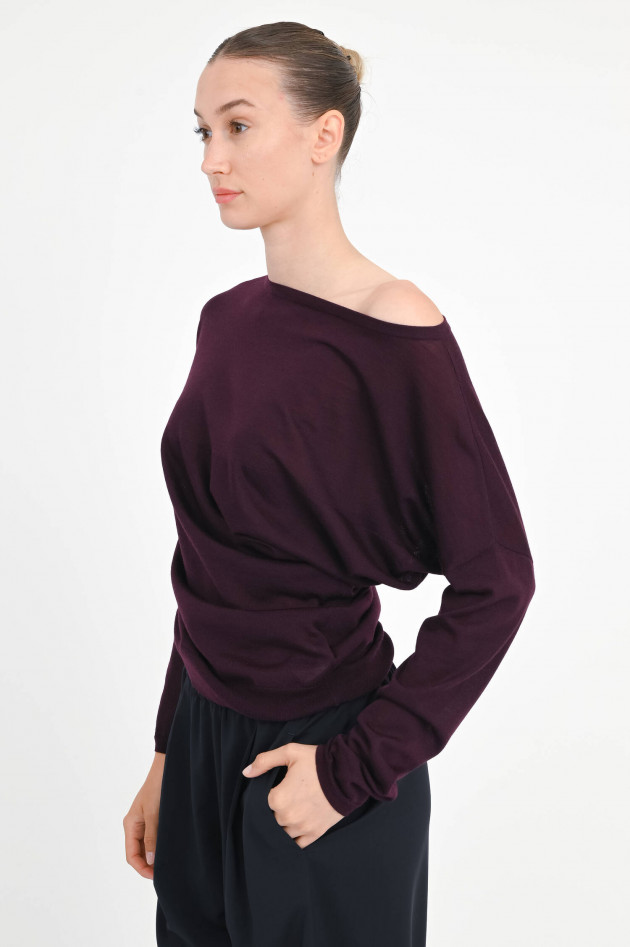 Odeeh Strickshirt mit Raffungen in Aubergine