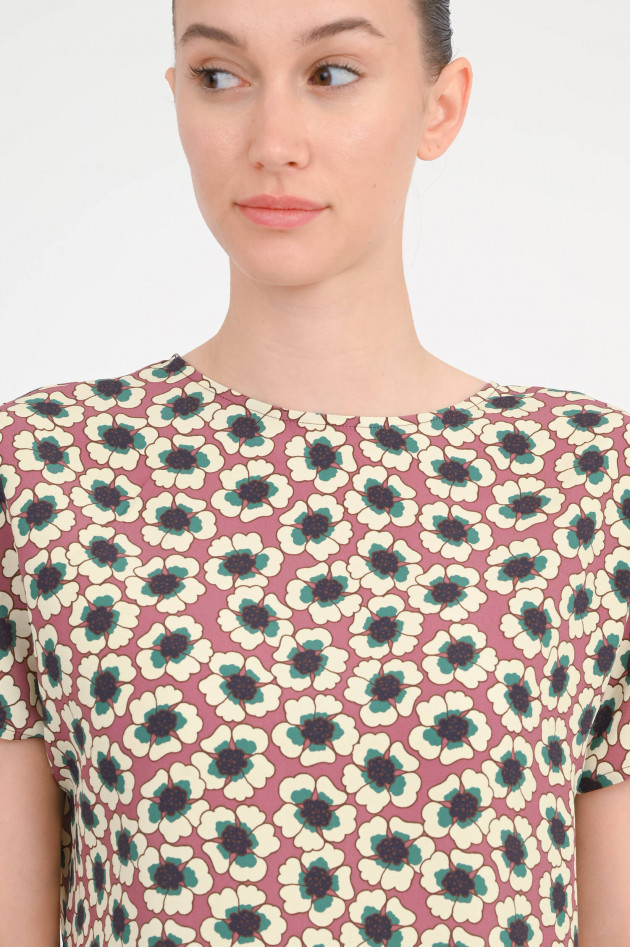 Odeeh Gemusterte Bluse aus Viskose in Aubergine/Vanille