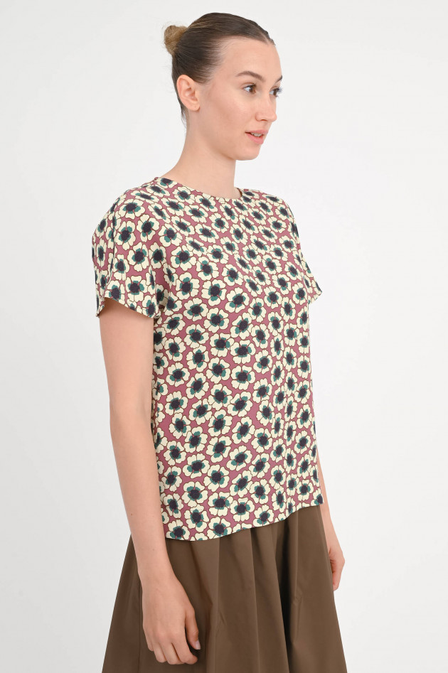 Odeeh Gemusterte Bluse aus Viskose in Aubergine/Vanille