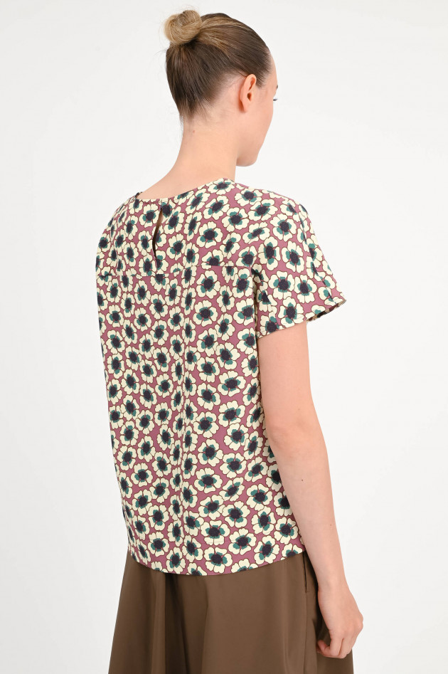 Odeeh Gemusterte Bluse aus Viskose in Aubergine/Vanille