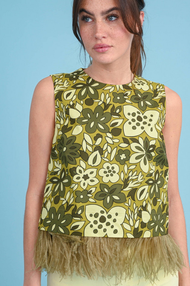 Odeeh Blusenshirt mit floralem Muster in Khaki Grün