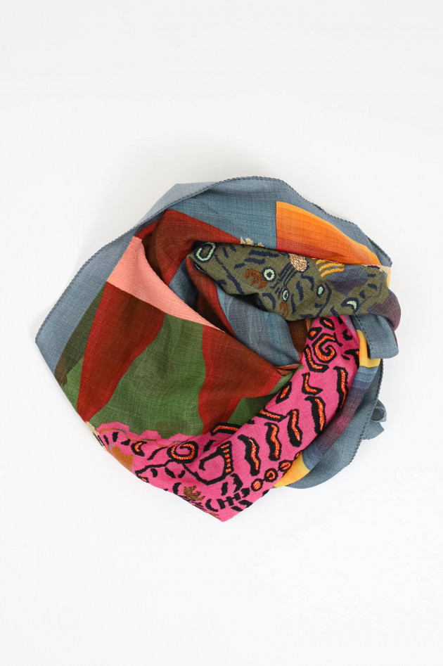 Odeeh Schal mit Tiger-Stickerei in Multicolor