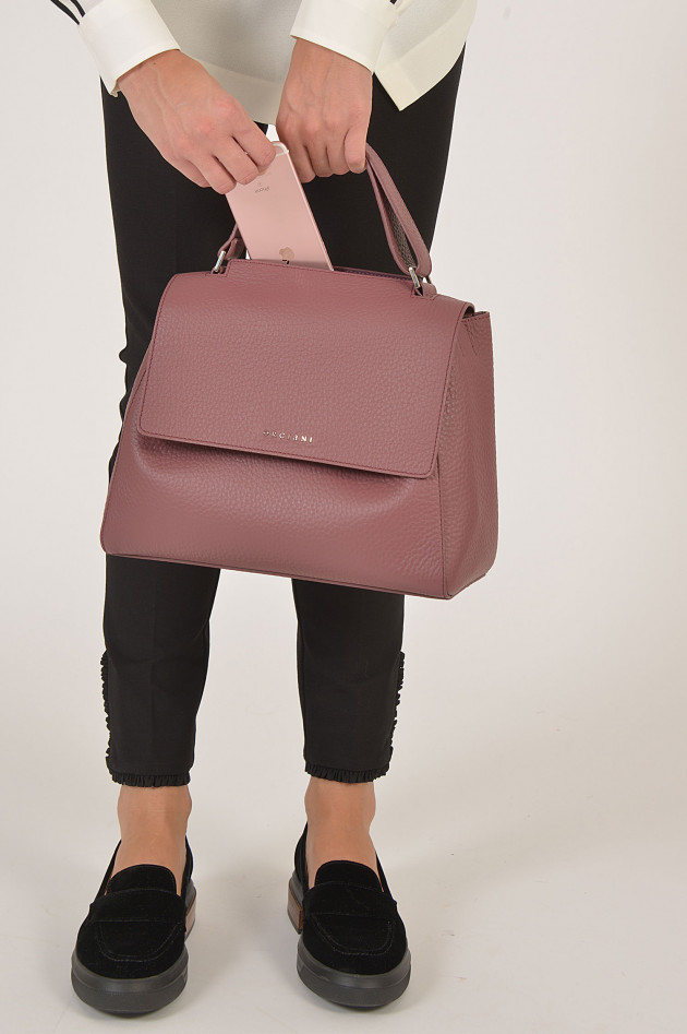 Orciani Tasche aus genarbtem Leder in Rosa