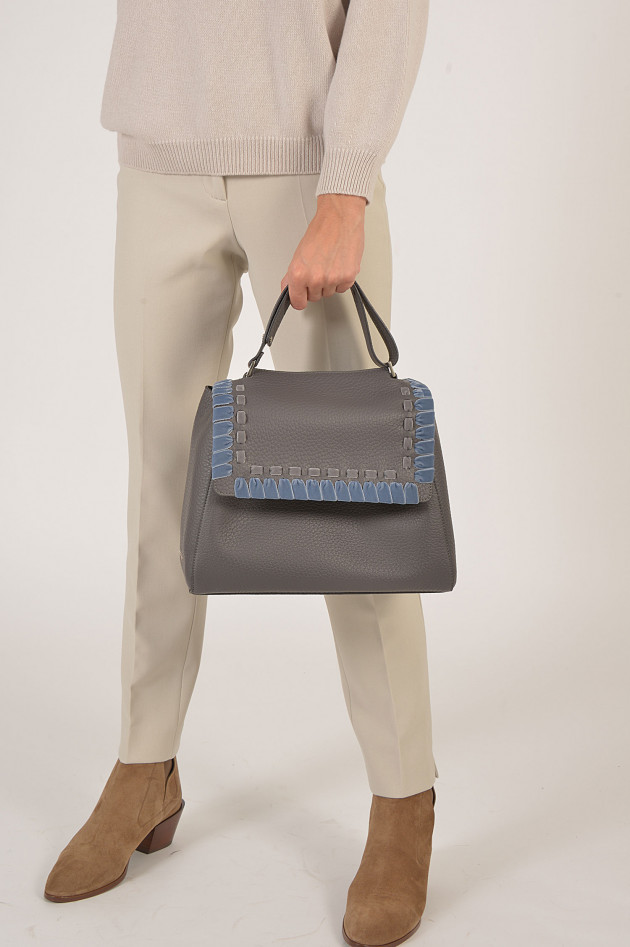 Orciani Tasche mit Samtbänder in Grau/Blau