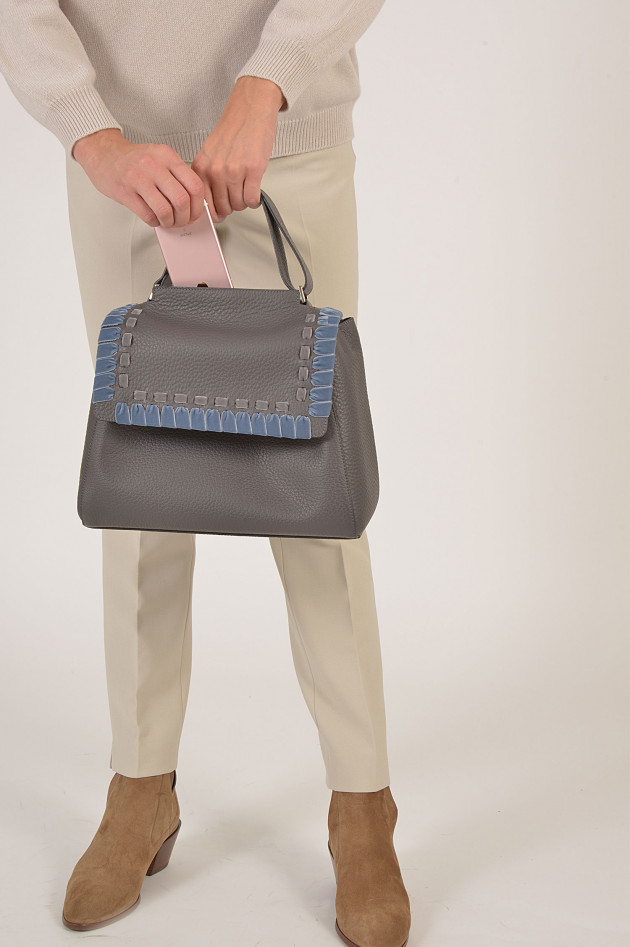 Orciani Tasche mit Samtbänder in Grau/Blau