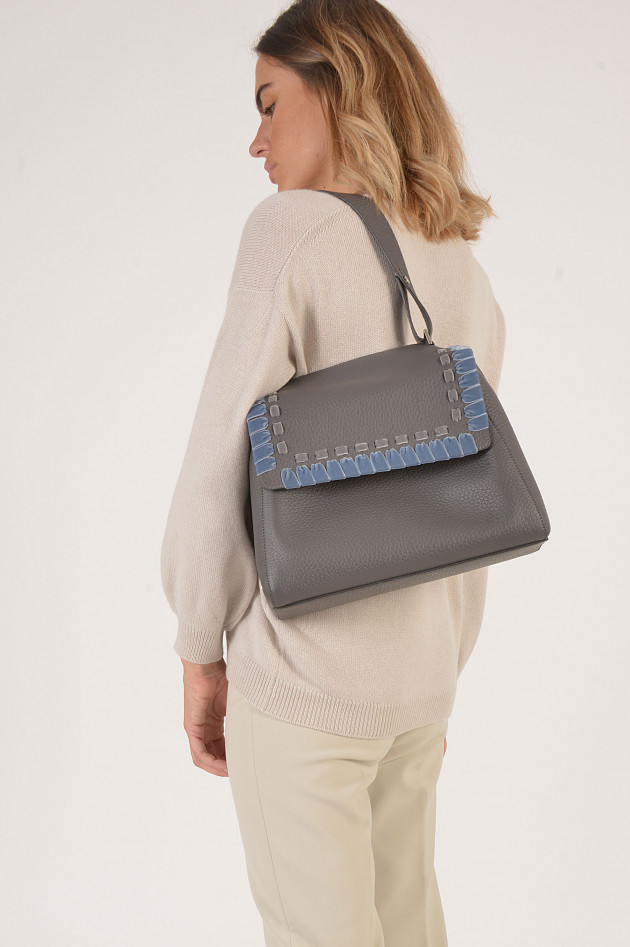 Orciani Tasche mit Samtbänder in Grau/Blau