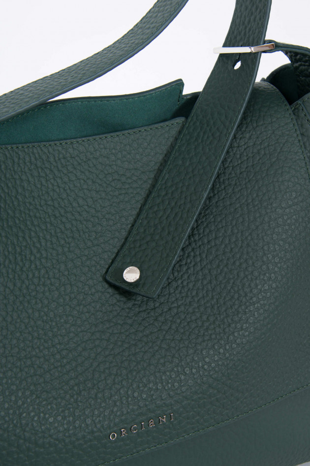 Orciani Tasche aus genarbtem Leder in Dunkelgrün