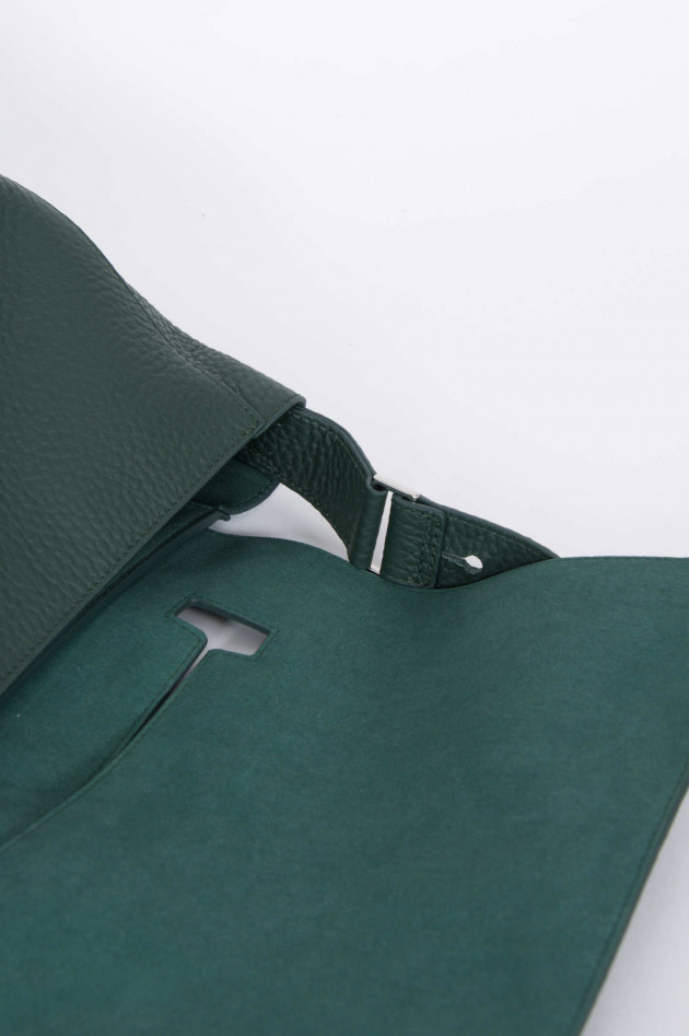 Orciani Tasche aus genarbtem Leder in Dunkelgrün