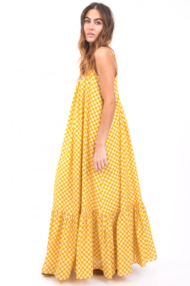 Ottodame Maxi-Kleid mit Schachbrettmuster in Weiß/Gelb