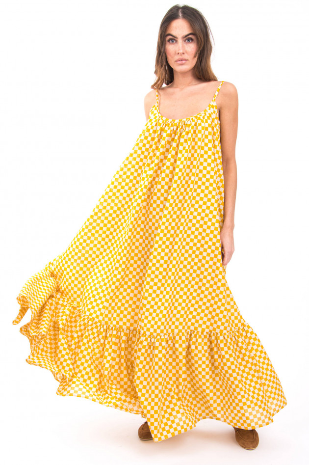 Ottodame Maxi-Kleid mit Schachbrettmuster in Weiß/Gelb
