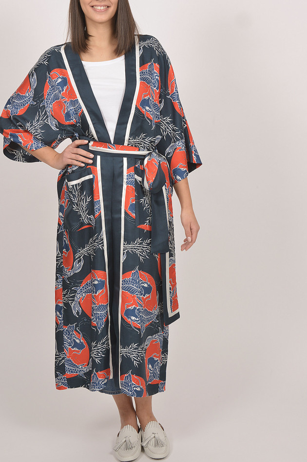 Ottotredici 813 Kimono in Blau/Rot gemustert