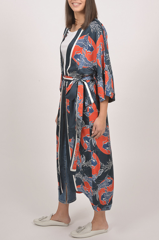 Ottotredici 813 Kimono in Blau/Rot gemustert