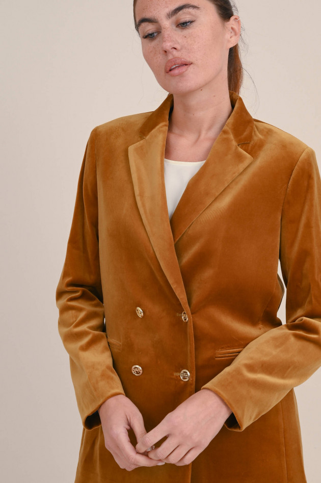 Pamela Henson Doppelreihiger Blazer aus Samt in Ocker